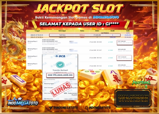 INDOMEGATOTO JACKPOT SLOT MAHJONG WAYS Rp.175.000.000,- LUNAS